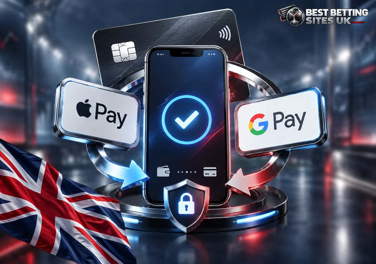 Apple Pay and Google Pay mobile wallets connected to debit card payment routes and secure transactions